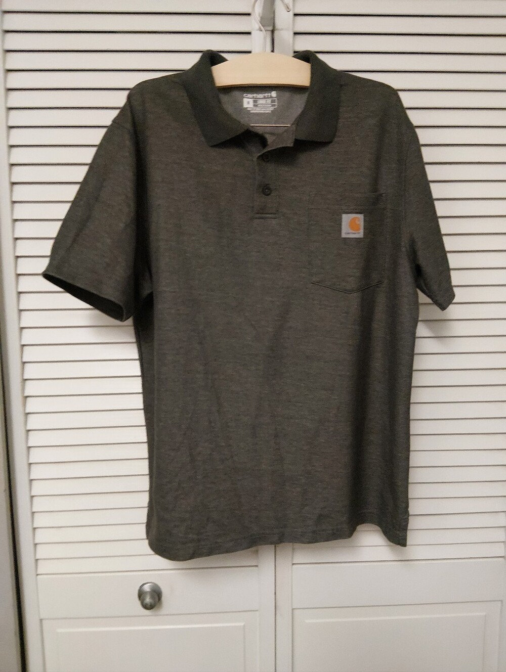 Carhartt Men's Grey Short Sleeve Polo with Chest Pocket